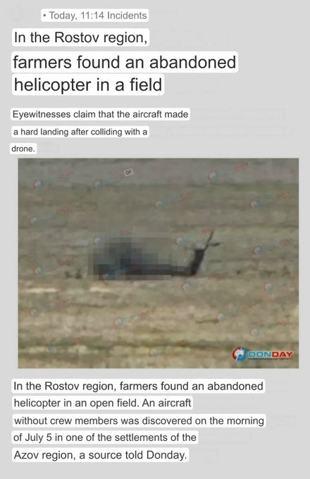A Russian helicopter was shot down by Russian air defense.