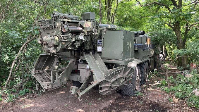 Russian Malva damaged by Ukrainian MLRS.
