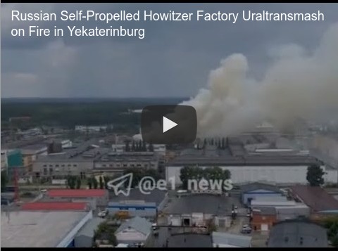 Self-propelled howitzer factory fire in Yekaterinburg.