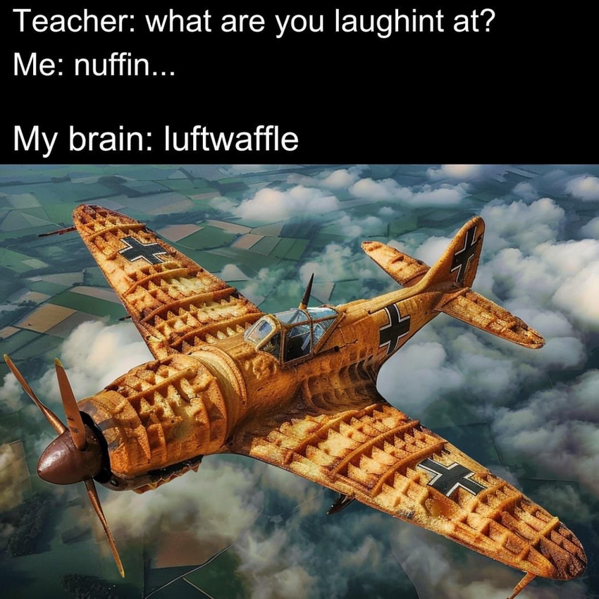 It's the Luftwaffle! (a plane with the texture of a cooked waffle.)