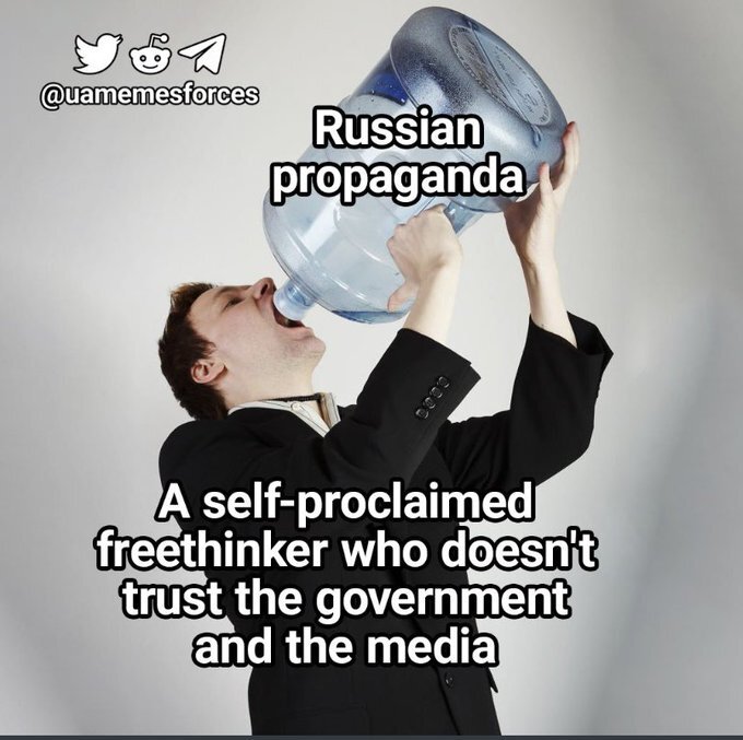 Self-proclaimed freethinker guzzles huge volumes of Russian propaganda.