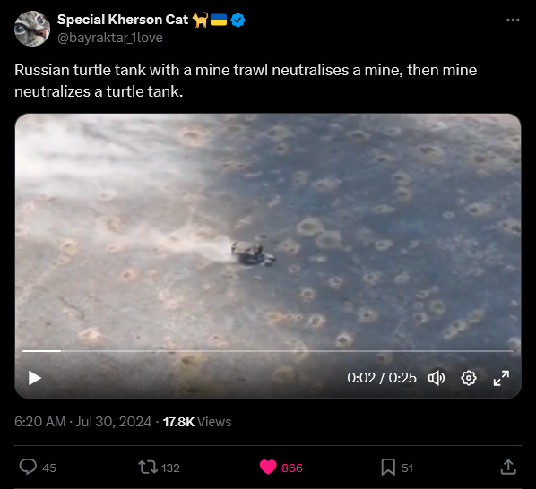 A turtle tank goes boom.