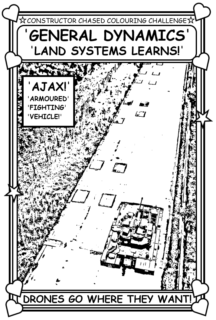 Coloring book page about tanks vs. drones.