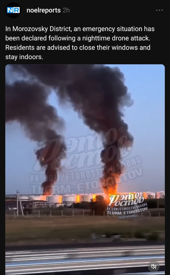 Fire in Morozovsky district, residents are advised to close their windows and stay indoors.