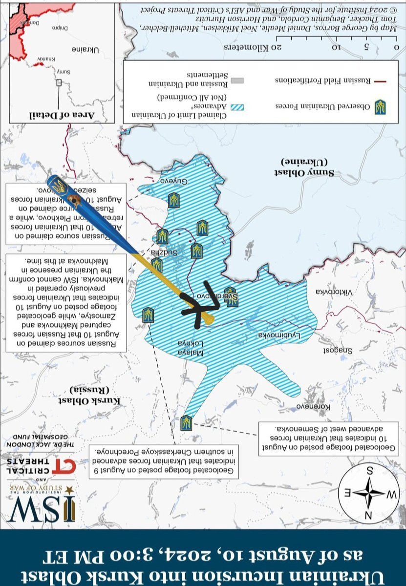 If you turn the 'controlled territory' map of the Ukrainian offensive into Kursk upside down, it looks like a giant chicken.