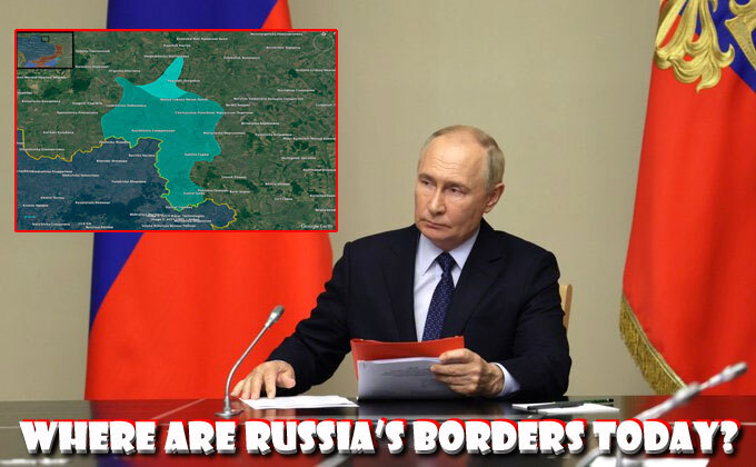 Putin looks at map showing Ukraine's gains in Kursk and asks, 'Where are Russia's borders today?'