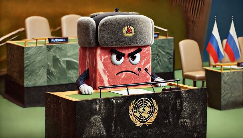 Meat Cubie addresses the UN.