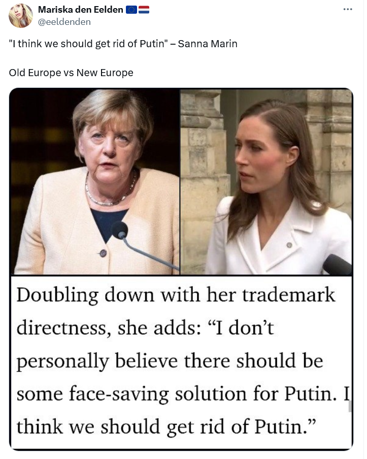 Sanna Marin says, 'I think we should get rid of Putin.'