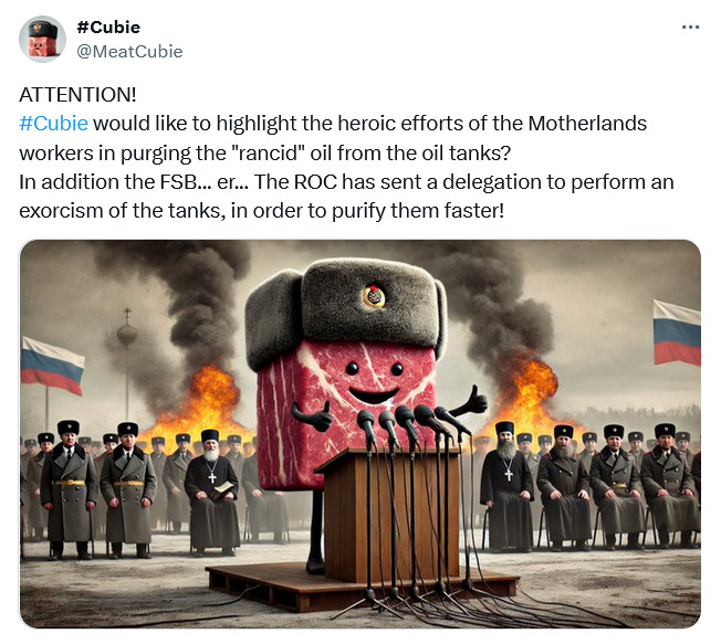 Meat Cubie with priests who are on fire.