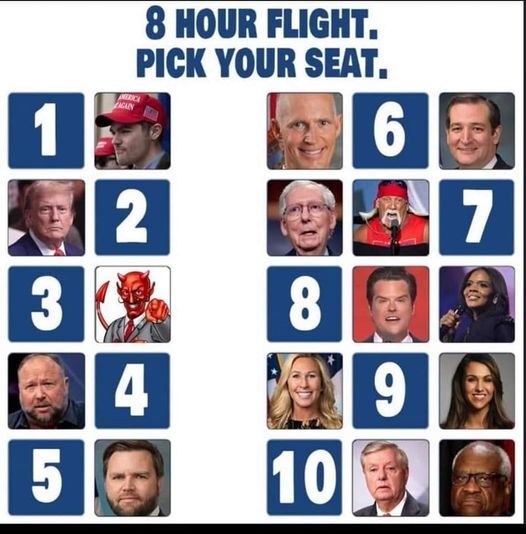 You can sit next to the Devil or a bunch of prominent 2024 Republicans and hangers-on. Who will you sit next to?