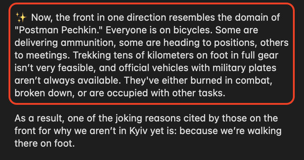 Russians are running out of military vehicles and using bicycles instead.