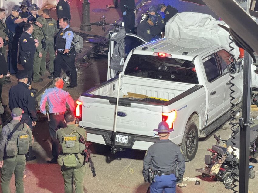 A man drove a pickup truck into crowds on Bourbon Street in New Orleans, 12 dead.