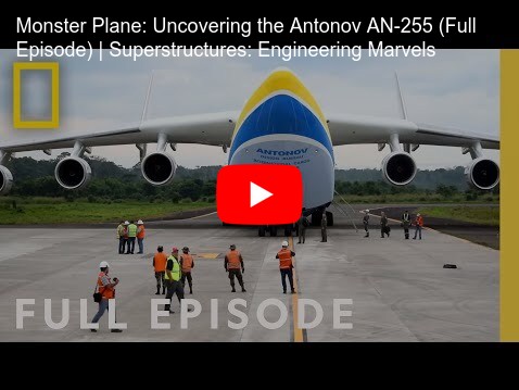 Video about the AN-255 Mriya plane, the largest in the world.