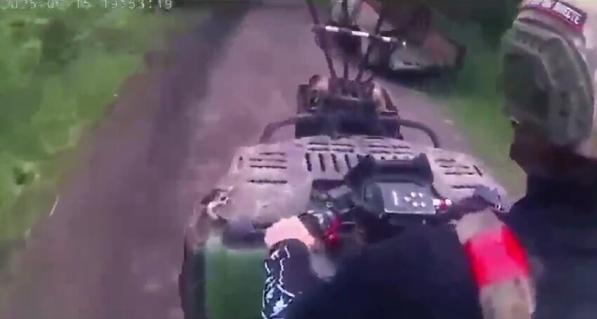 Magyar blows up Russians on a combat motorcycle.