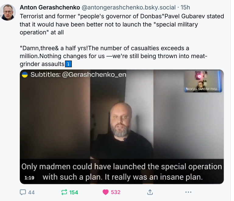 Former 'governor' Gubarev says they never should've started the war.