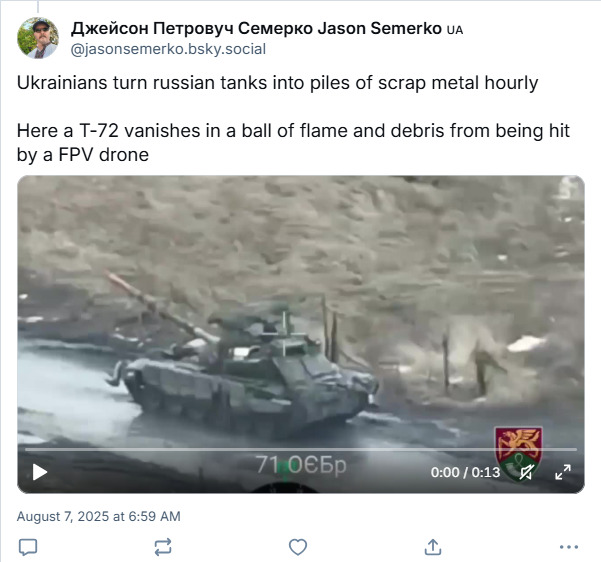 Russian T-72 goes boom.