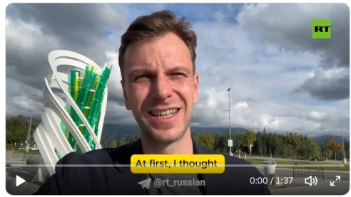 Russian journalists show their accomodations in Alaska (makeshift bunks in a sports arena.)